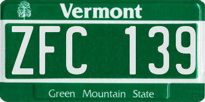 VT license plate ZFC139