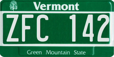 VT license plate ZFC142