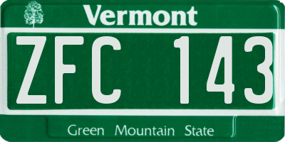 VT license plate ZFC143