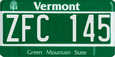 VT license plate ZFC145