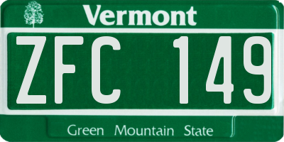 VT license plate ZFC149