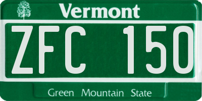VT license plate ZFC150