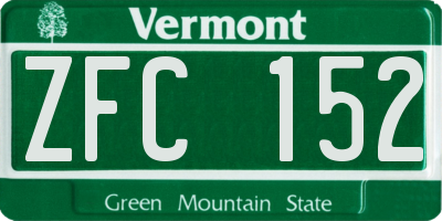 VT license plate ZFC152