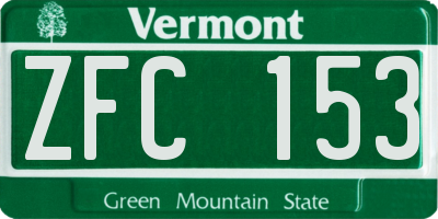 VT license plate ZFC153