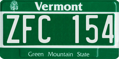 VT license plate ZFC154