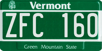 VT license plate ZFC160