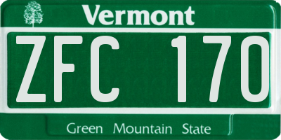 VT license plate ZFC170