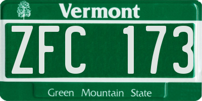 VT license plate ZFC173