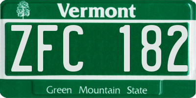 VT license plate ZFC182