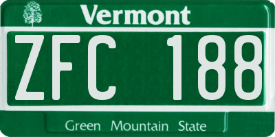 VT license plate ZFC188