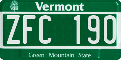 VT license plate ZFC190