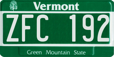 VT license plate ZFC192