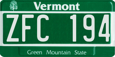 VT license plate ZFC194