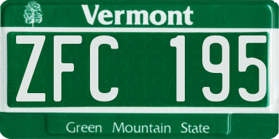 VT license plate ZFC195