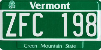 VT license plate ZFC198