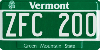 VT license plate ZFC200