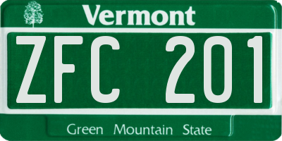 VT license plate ZFC201