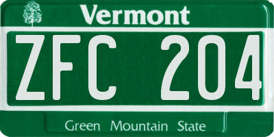 VT license plate ZFC204