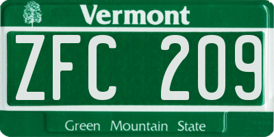 VT license plate ZFC209