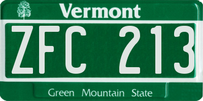 VT license plate ZFC213