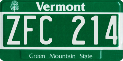 VT license plate ZFC214