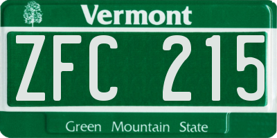 VT license plate ZFC215