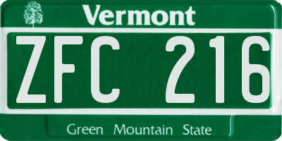 VT license plate ZFC216