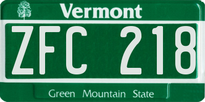 VT license plate ZFC218