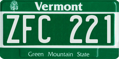 VT license plate ZFC221