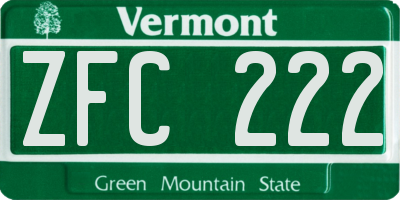 VT license plate ZFC222