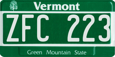 VT license plate ZFC223