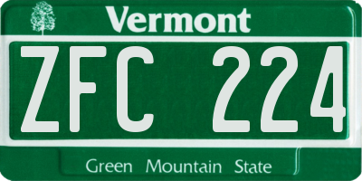 VT license plate ZFC224
