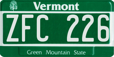 VT license plate ZFC226