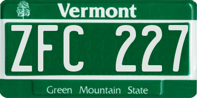 VT license plate ZFC227