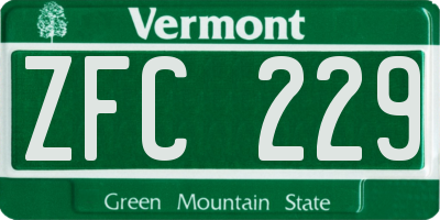 VT license plate ZFC229