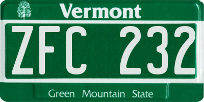 VT license plate ZFC232