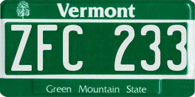 VT license plate ZFC233