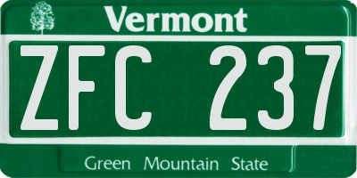 VT license plate ZFC237