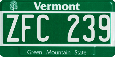 VT license plate ZFC239