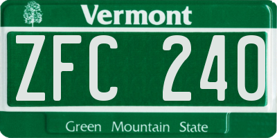 VT license plate ZFC240