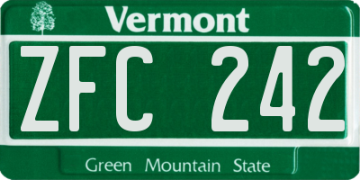 VT license plate ZFC242