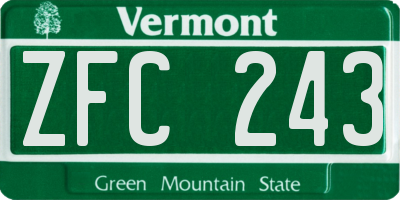 VT license plate ZFC243