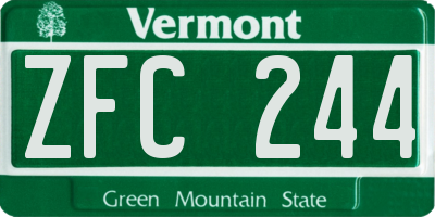 VT license plate ZFC244