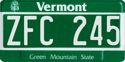 VT license plate ZFC245