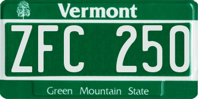 VT license plate ZFC250