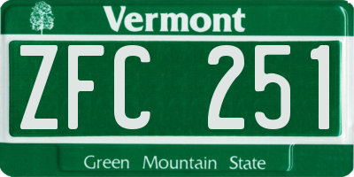 VT license plate ZFC251