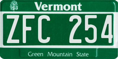 VT license plate ZFC254