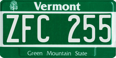 VT license plate ZFC255