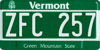 VT license plate ZFC257