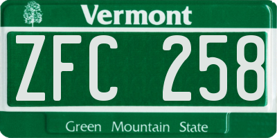 VT license plate ZFC258